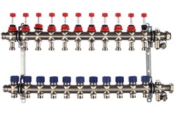 Аксессуар для водяного пола Elsen Коллекторная группа, 1 , 12 контуров, размер отвода-3/4 , с вентилями и расходомерами, нержавеющая сталь - фото 2688873