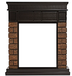 Классический портал для камина Firelight Bricks Wood Classic камень темный, шпон венге - фото 4758937