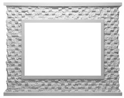 Широкий портал Firelight Quadro 30 камень песчаник античный белый, белая эмаль - фото 4760065