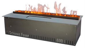 Встраиваемый очаг в модуль Schones Feuer 3D FireLine 600 стальной + синий цвет